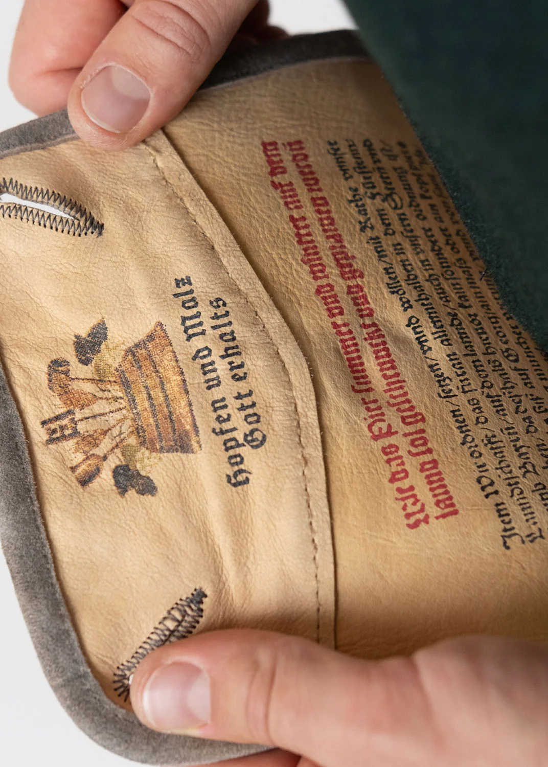 Lederhose "Reinheitsgebot" - graubraun/grün - Image 5