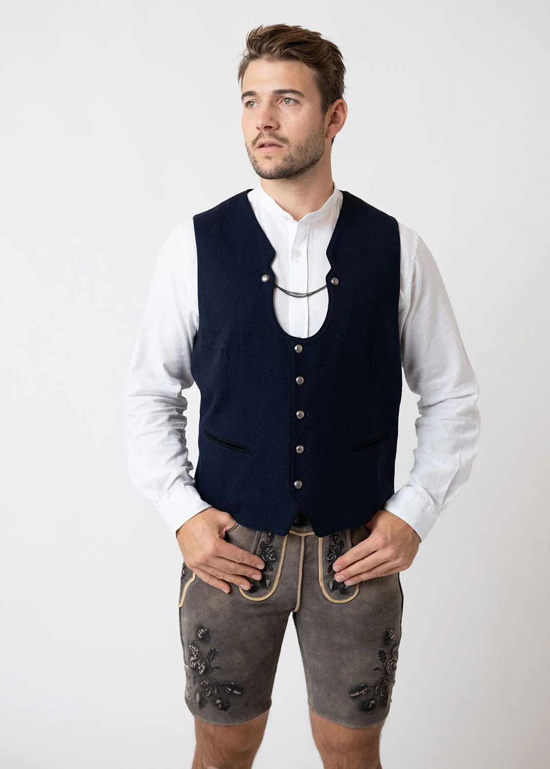 Lederhose "Schafkopf" - graubraun/blau - Image 6