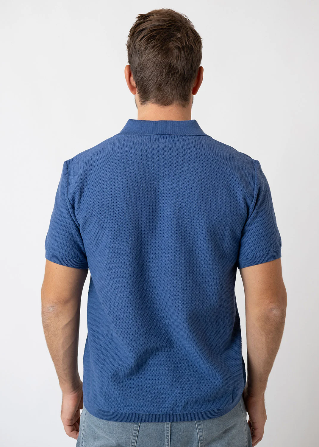 Poloshirt "Edelweiß Strick" - blaugrau - Image 5