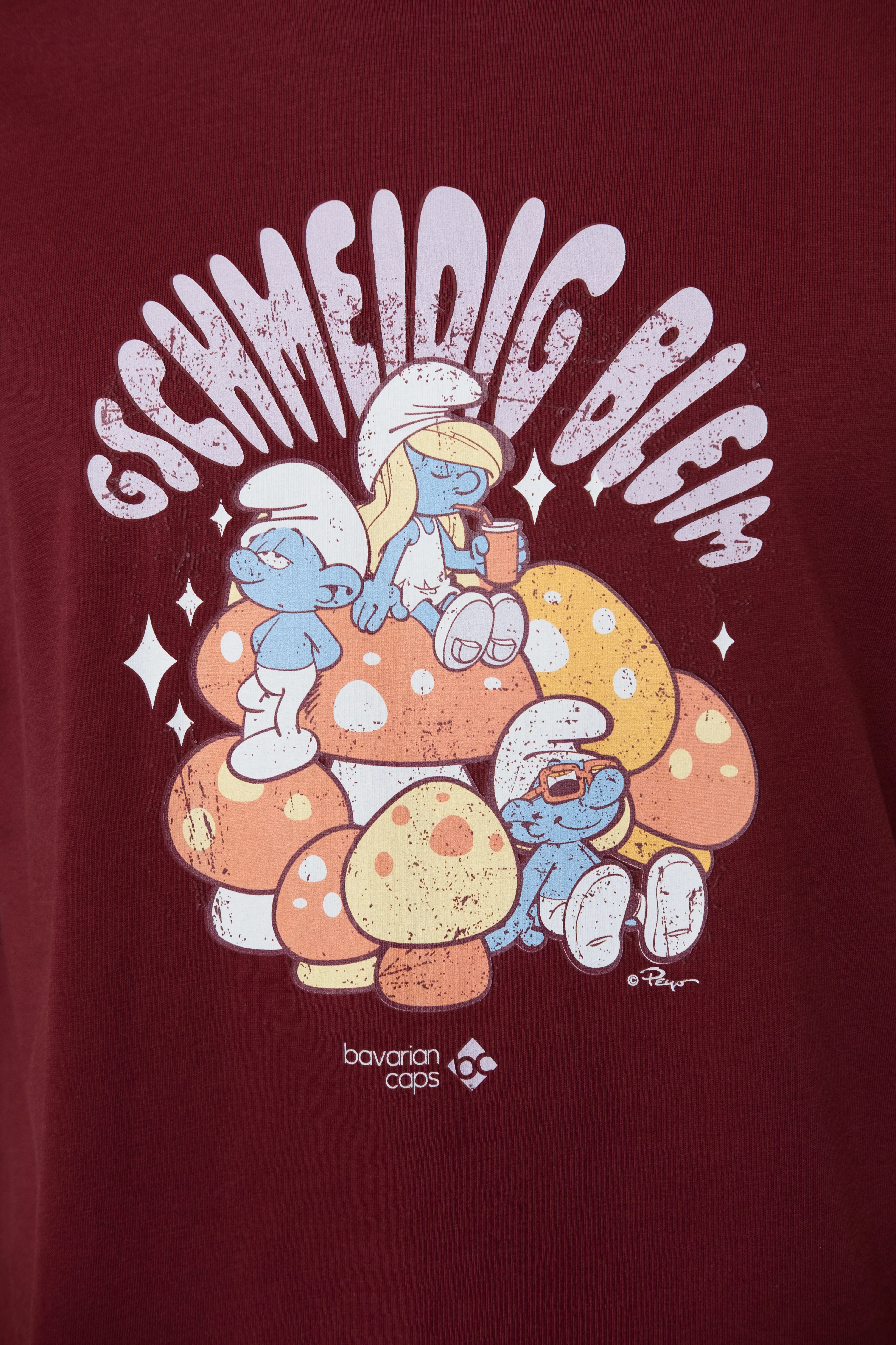 T-Shirt "Schlümpfe: Gschmeidig bleim" - dunkelrot - Image 3